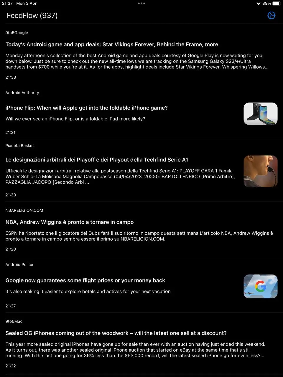 First iOS version of FeedFlow